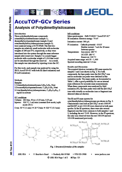 Analysis of Polydimethylsiloxanes